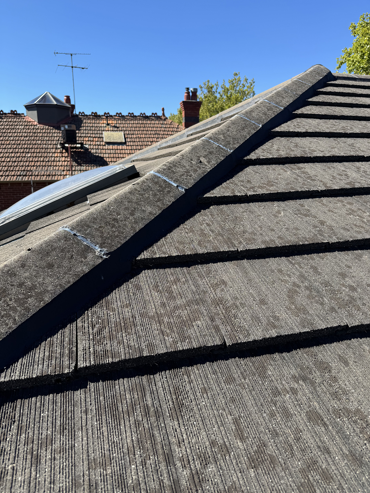 flexible pointing compound on roof ridge