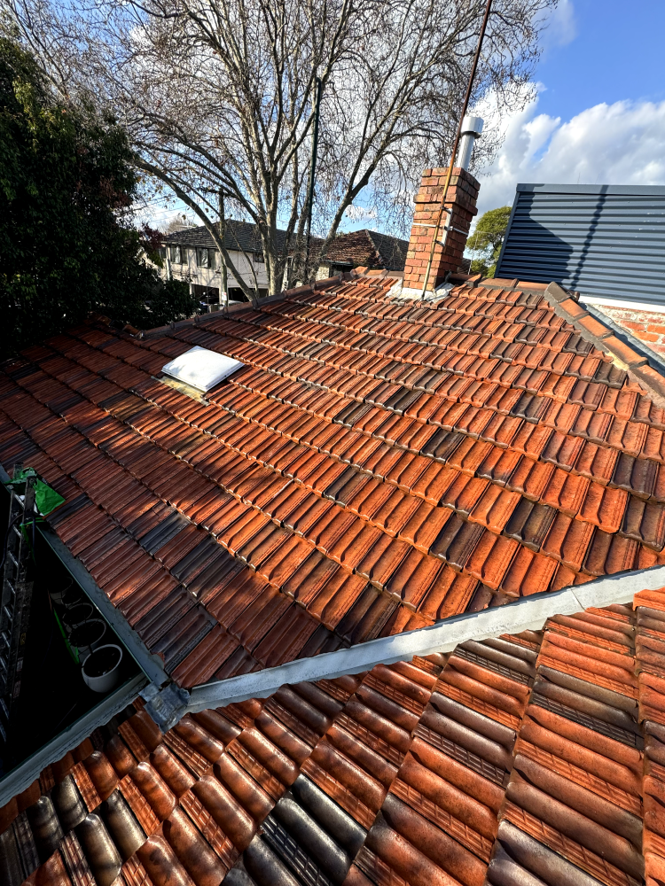 Roof washing services Melbourne post clean on a terracotta roof