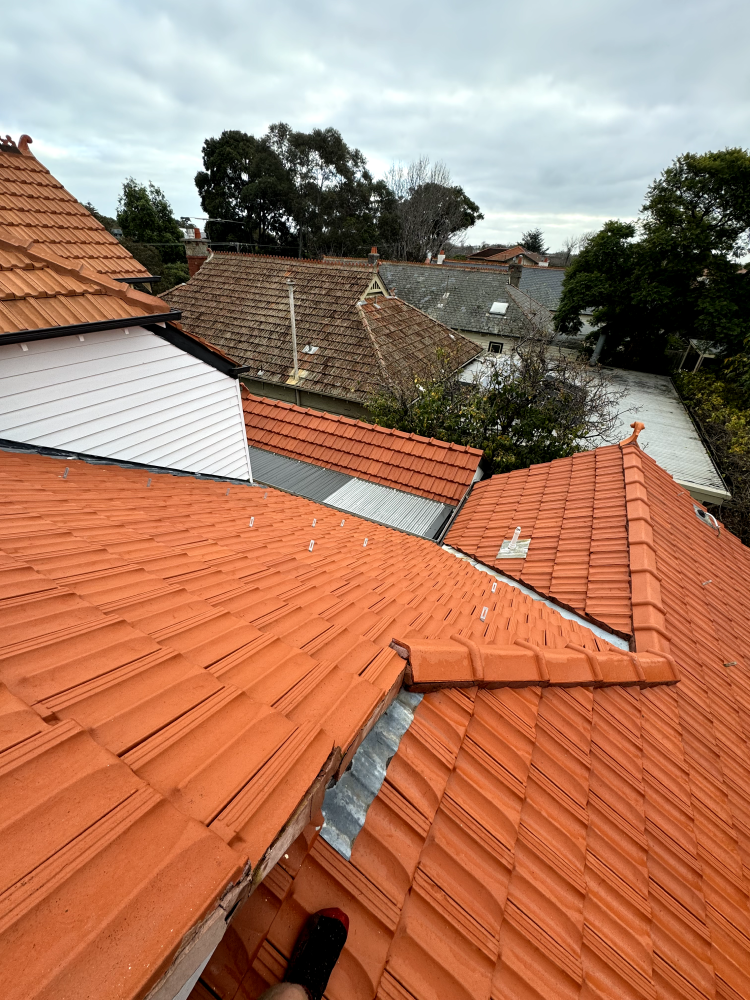 Professional roof cleaning Melbourne after photo of a terracotta roof from our services